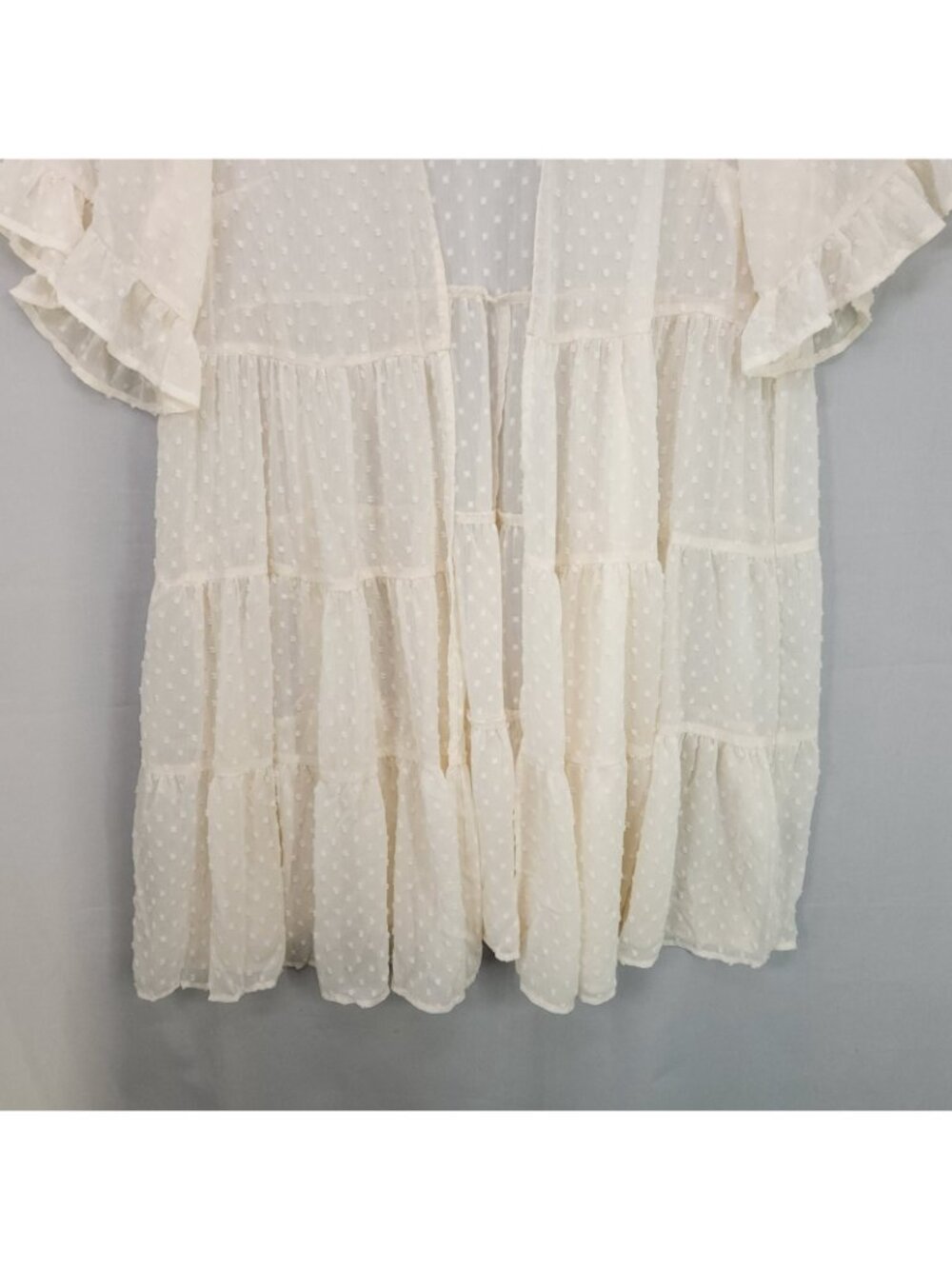 Torrid Kimono Plus Size 1 Womens Tiered Sheer Ruffle Open Swiss Dot Cover-up - Picture 5 of 14